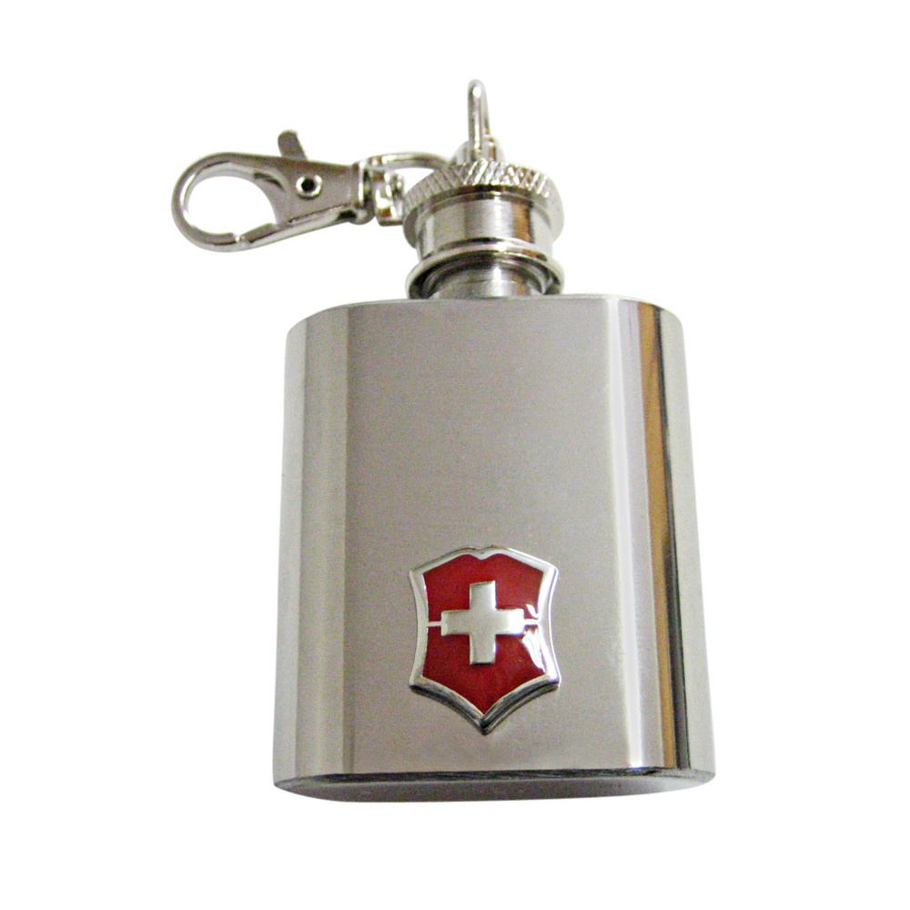 Red Shield Cross Keychain Flask - image 1